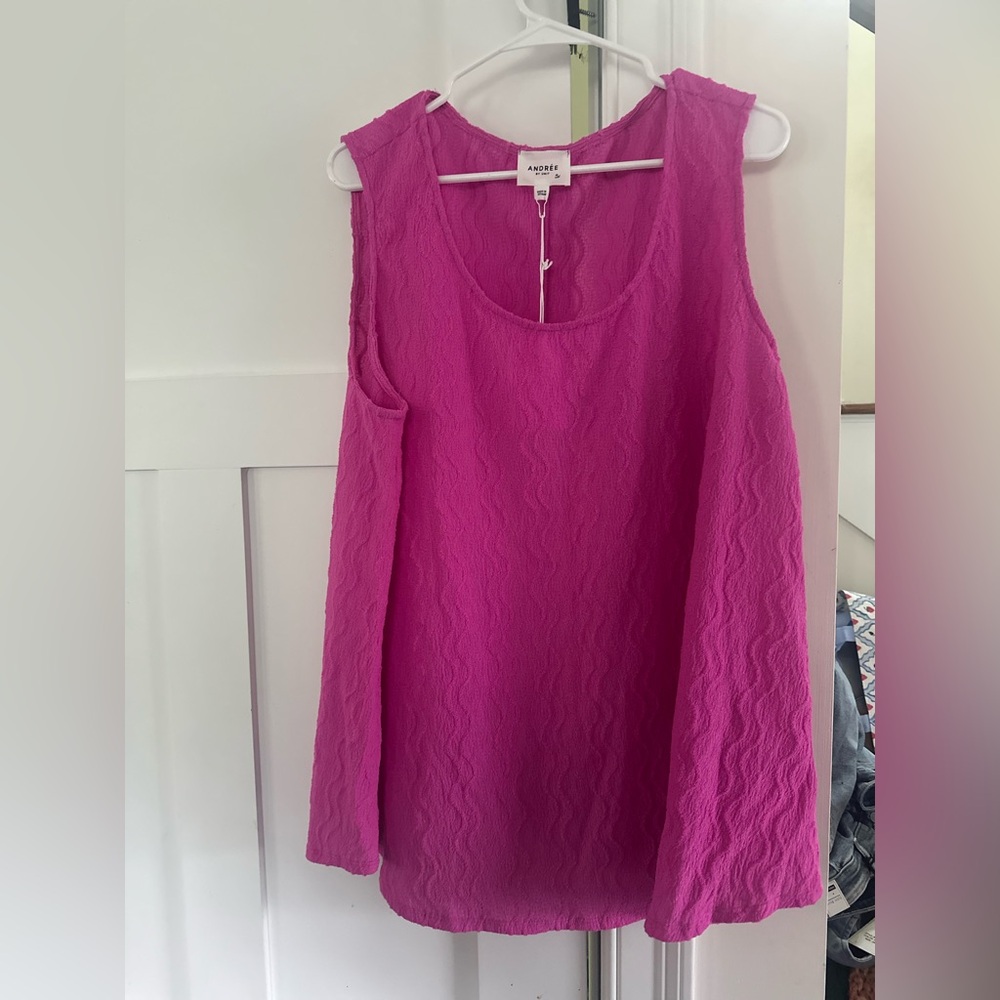 Andree by Unit Relaxed Pink Ribbed Tank Top